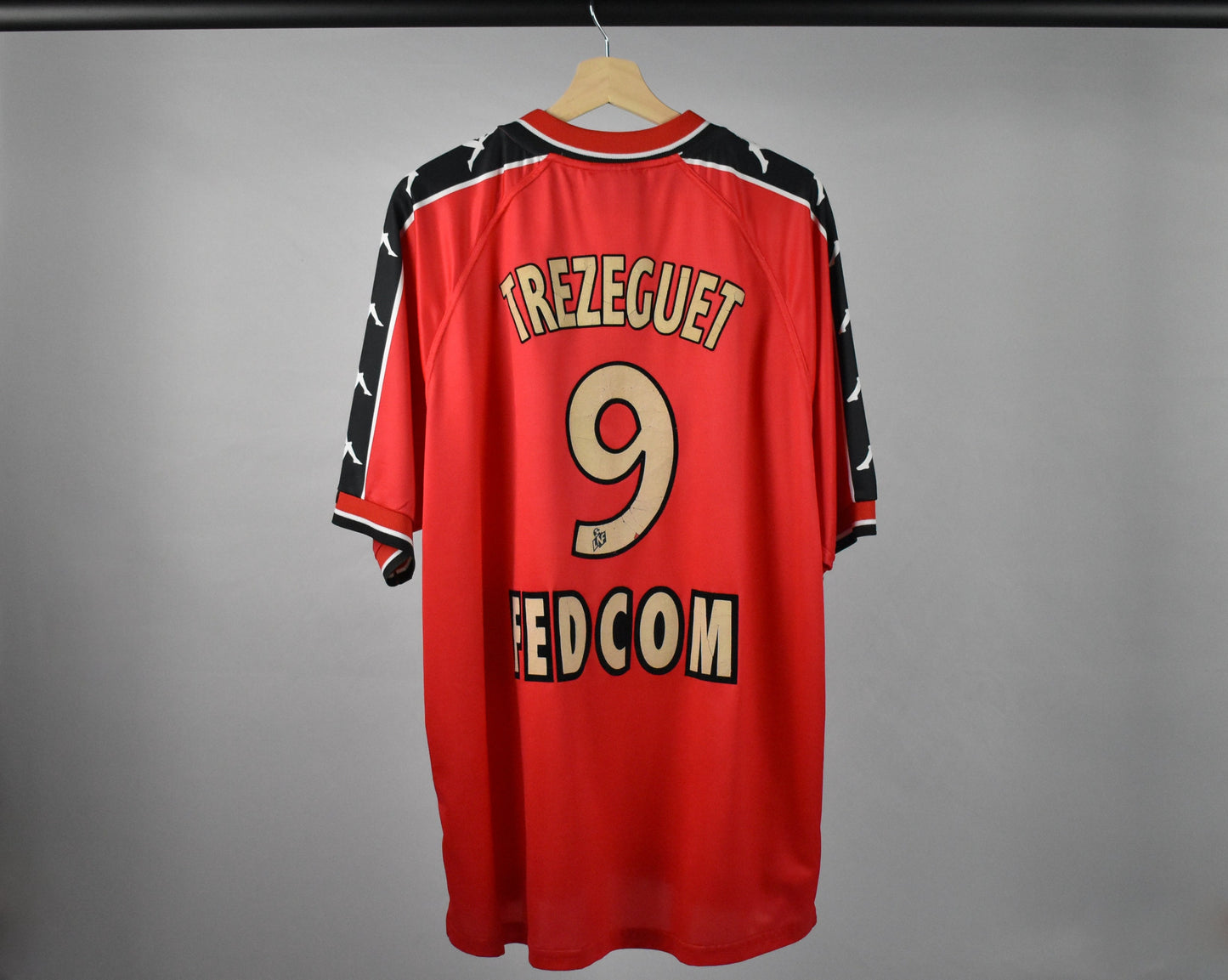 1999/00 Monaco *MATCH WORN/ ISSUE* 4th shirt (#9 TREZEGUET) - XL